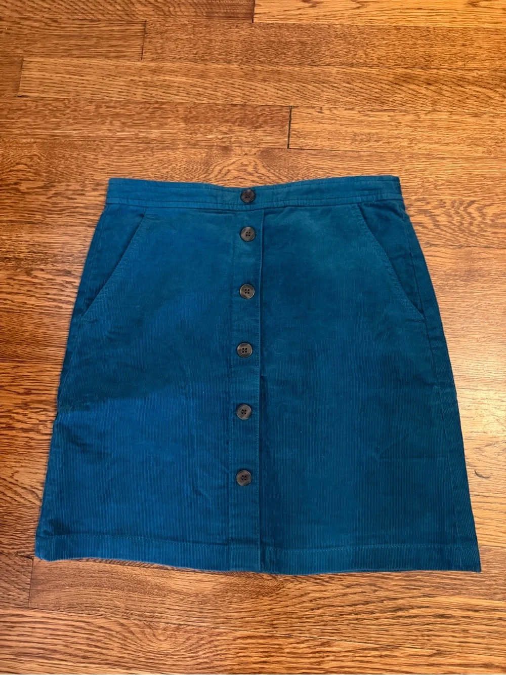 J. Crew Teal Button-Front Corduroy Mini Skirt